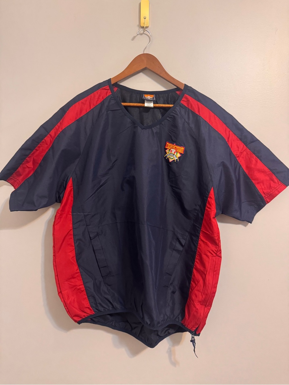 Cooperstown Dreams Park Baseball Pullover Windbreaker Navy Red Size L